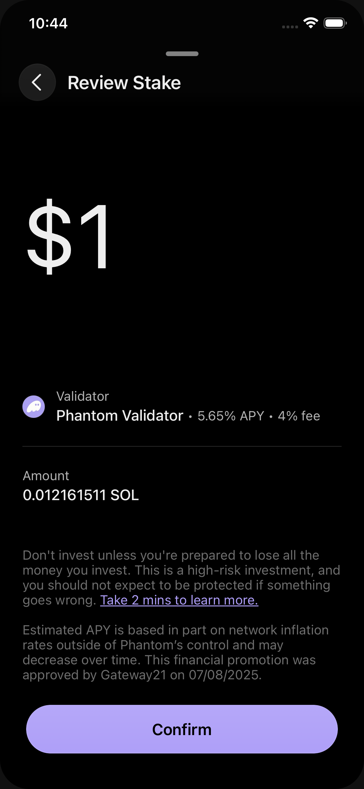 Native stake review — UK disclaimer paragraph